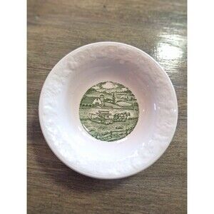 1 Pastoral Homer Laughlin Bowl Made In The USA Green Farm Scene Vintage